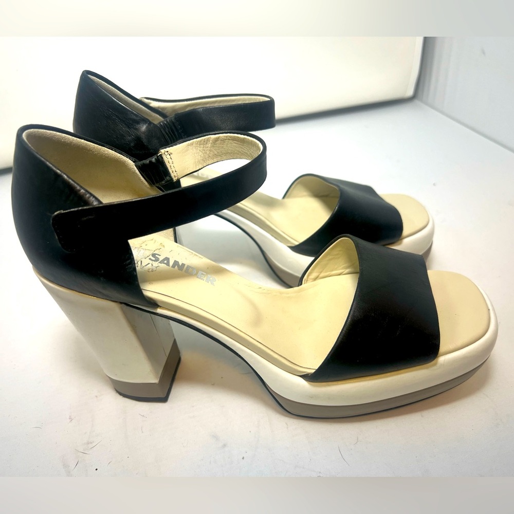 Jil Sander Navy Black and Cream Platform Sandals